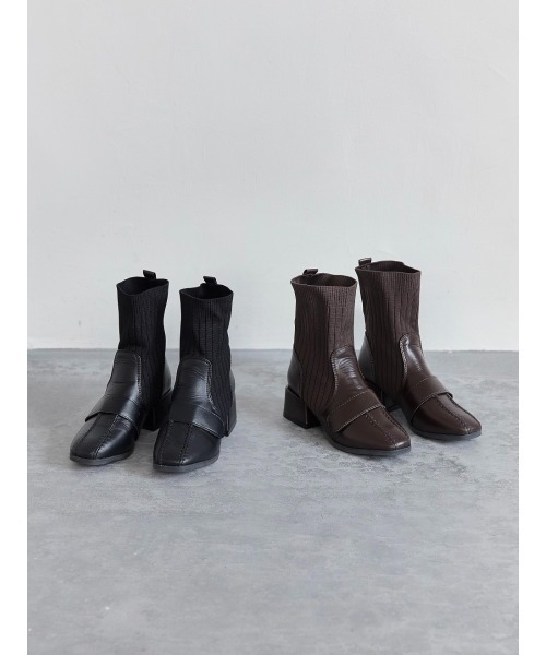 amel（エイメル）の「リブデザインショートブーツ（ブーツ・レディース・ブラック/ブラウン・22.5cm/23.0cm/23.5cm/24.0cm/24.5cm）」の15枚目の写真