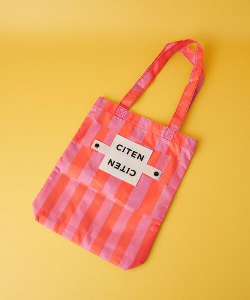 CITEN(シテン)の「<CITEN>くるくるパッチン ストライプ トートバッグ S(エコバッグ/サブバッグ・レディース・ブラック/ケリー/コバルトブルー/ピンク・FREE)」の1枚目の写真