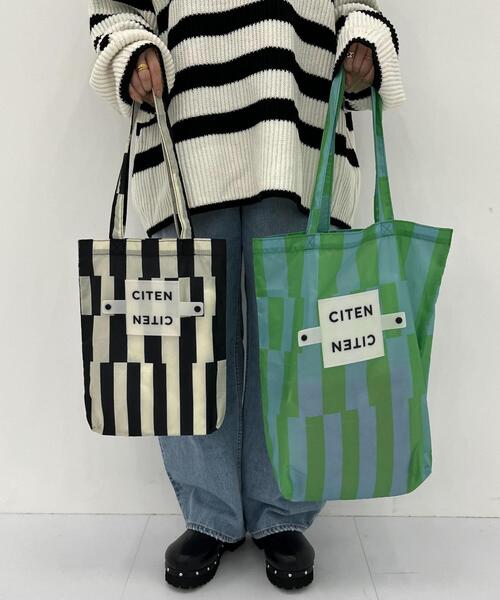 CITEN(シテン)の「<CITEN>くるくるパッチン ストライプ トートバッグ S(エコバッグ/サブバッグ・レディース・ブラック/ケリー/コバルトブルー/ピンク・FREE)」の19枚目の写真
