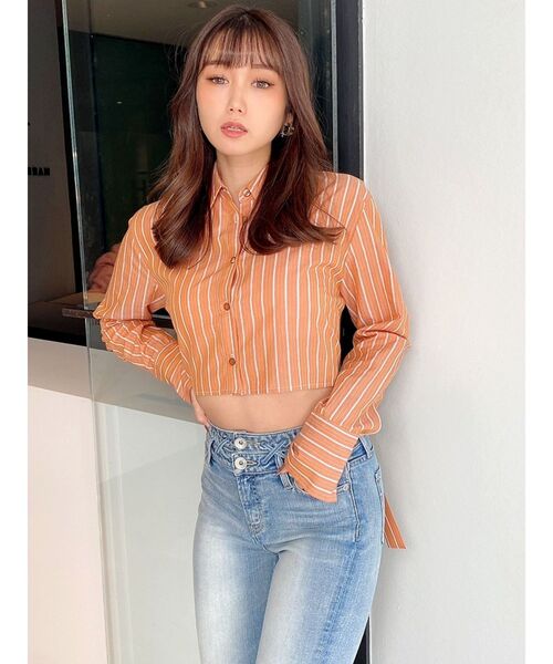 GYDA（ジェイダ）の「バックリボンショートシャツ（シャツ/ブラウス・レディース・オフホワイト/オレンジ系その他3・FREE）」の5枚目の写真