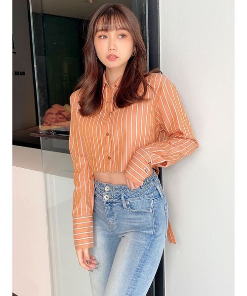 GYDA（ジェイダ）の「バックリボンショートシャツ（シャツ/ブラウス・レディース・オフホワイト/オレンジ系その他3・FREE）」の6枚目の写真