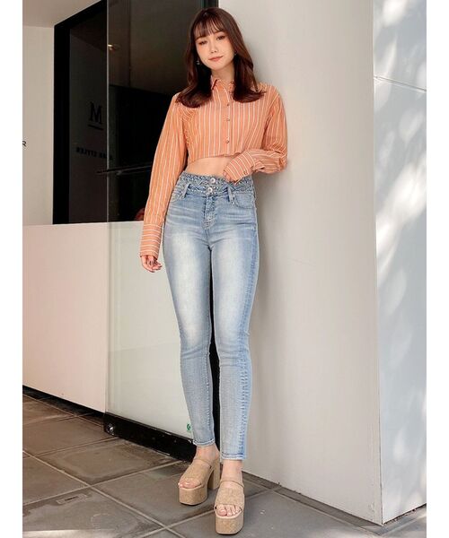 GYDA（ジェイダ）の「バックリボンショートシャツ（シャツ/ブラウス・レディース・オフホワイト/オレンジ系その他3・FREE）」の8枚目の写真