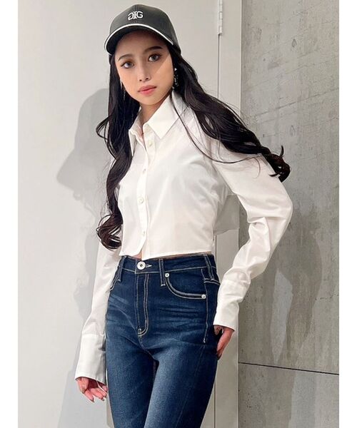 GYDA（ジェイダ）の「バックリボンショートシャツ（シャツ/ブラウス・レディース・オフホワイト/オレンジ系その他3・FREE）」の14枚目の写真