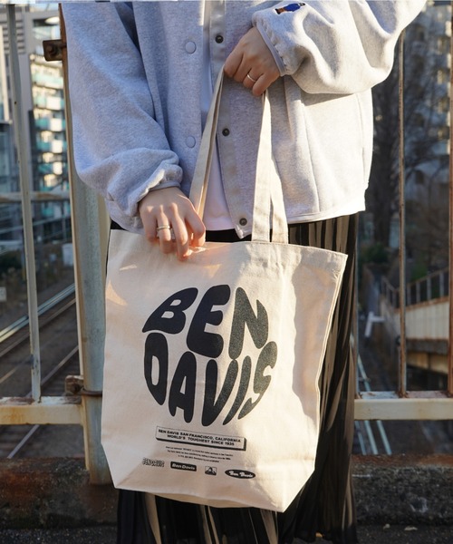 BEN DAVIS(ベンデイビス)の「【BEN DAVIS】ORGANIC PRINT TOTE(トートバッグ・レディース・ホワイト×ブラック・FREE)」の1枚目の写真