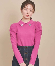 ボタンビジューニット