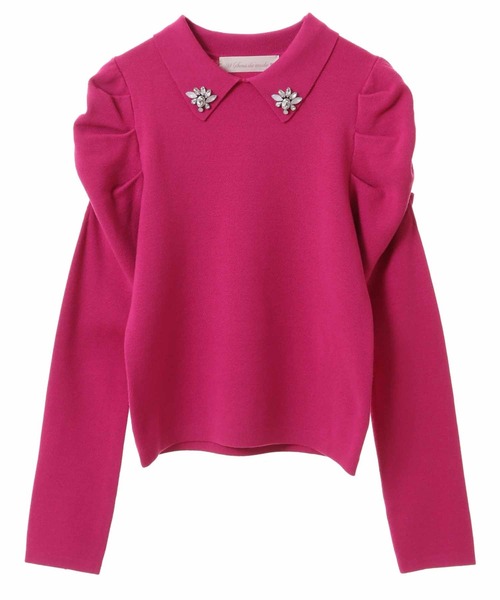 31 Sons de mode（トランテアン　ソン　ドゥ　モード）の「ボタンビジューニット（ニット/セーター・レディース・ブラック/オフホワイト/ローズ・36）」の20枚目の写真