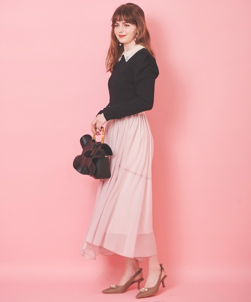 31 Sons de mode（トランテアン　ソン　ドゥ　モード）の「ボタンビジューニット（ニット/セーター・レディース・ブラック/オフホワイト/ローズ・36）」の10枚目の写真