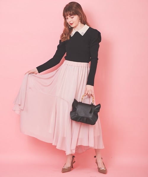 31 Sons de mode（トランテアン　ソン　ドゥ　モード）の「ボタンビジューニット（ニット/セーター・レディース・ブラック/オフホワイト/ローズ・36）」の11枚目の写真