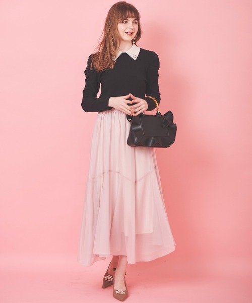 31 Sons de mode（トランテアン　ソン　ドゥ　モード）の「ボタンビジューニット（ニット/セーター・レディース・ブラック/オフホワイト/ローズ・36）」の13枚目の写真