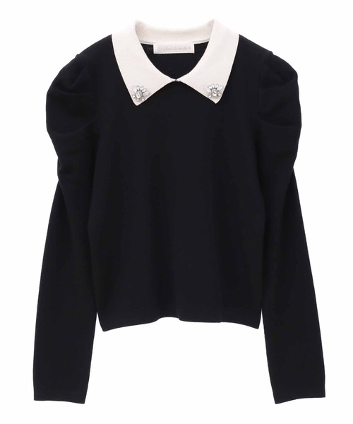 31 Sons de mode（トランテアン　ソン　ドゥ　モード）の「ボタンビジューニット（ニット/セーター・レディース・ブラック/オフホワイト/ローズ・36）」の19枚目の写真