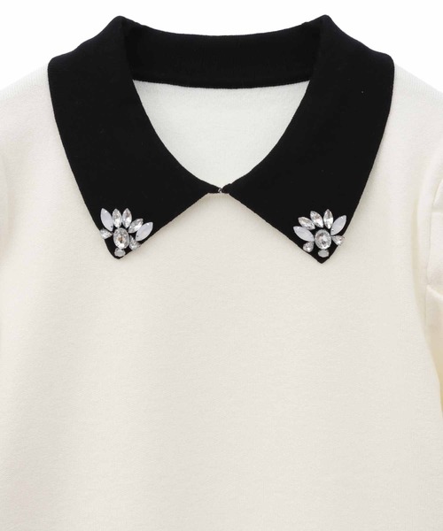 31 Sons de mode（トランテアン　ソン　ドゥ　モード）の「ボタンビジューニット（ニット/セーター・レディース・ブラック/オフホワイト/ローズ・36）」の21枚目の写真