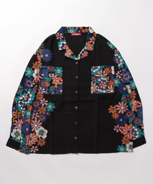 チャイハネ（チャイハネ）の「【チャイハネ】ヒッピーナ開襟シャツ（シャツ/ブラウス・レディース・グリーン/ホワイト/ブラック・FREE）」の6枚目の写真