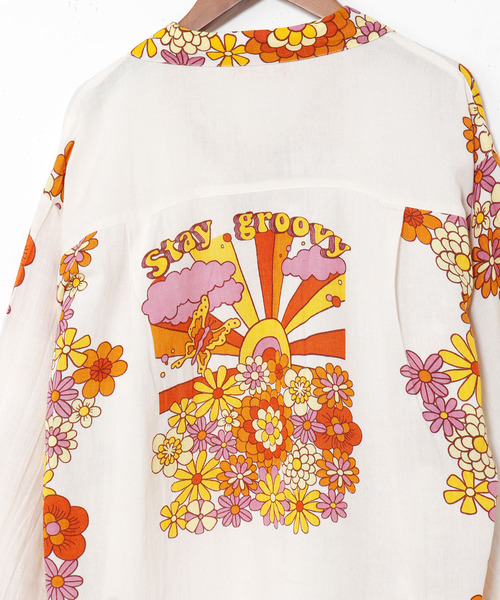 チャイハネ（チャイハネ）の「【チャイハネ】ヒッピーナ開襟シャツ（シャツ/ブラウス・レディース・グリーン/ホワイト/ブラック・FREE）」の5枚目の写真