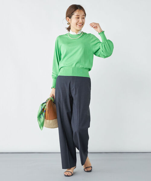 NOLLEY’S(ノーリーズ)の「《手洗い可能》フリル襟プルオーバーニット(ニット/セーター・レディース・ブラック/グリーン/ベージュ・38)」の7枚目の写真