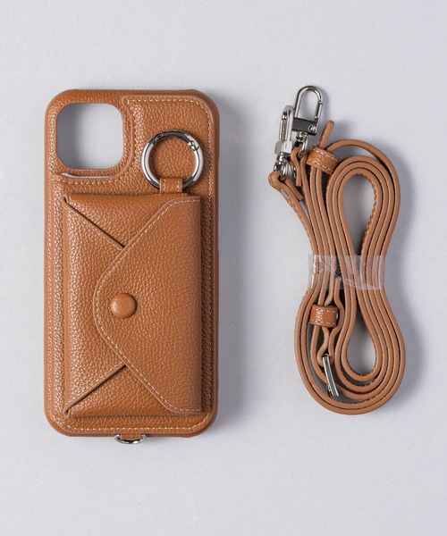 ensemble(皮革ブランド)（アンサンブル）の「ensemble PORTEⅢ 鏡 コインケース&カードケース付きiPhoneケース (ベルト付き)（スマホケース/カバー・レディース・ライトグレー/ブラック/ベージュ/ブラウン/グレー/カーキ・1/6/7/8/10/12/3/5/11）」の5枚目の写真