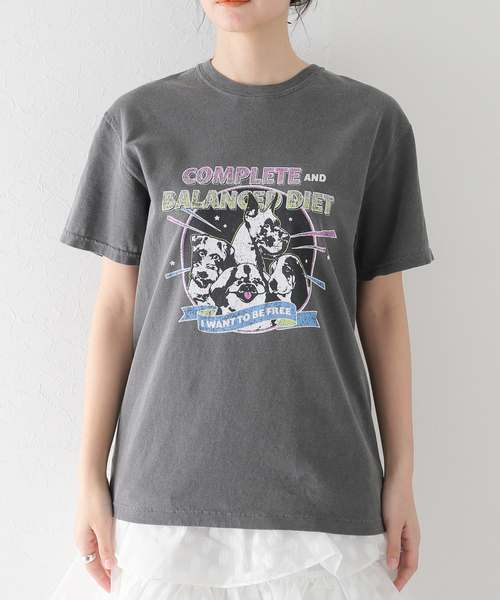 SLOBE citron.（スローブシトロン）の「SLOBE citron. DOG pigment TEE（Tシャツ/カットソー・レディース・アイボリー/チャコールグレー・FREE）」の10枚目の写真