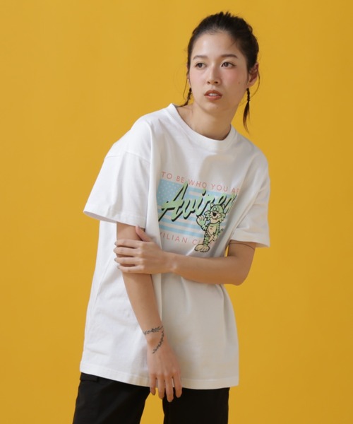 AVIREX(アヴィレックス)の「TOMCAT T-SHIRT/ トムキャットTシャツ(Tシャツ/カットソー・レディース・オフホワイト/ブラック・FREE)」の1枚目の写真