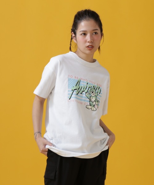 AVIREX(アヴィレックス)の「TOMCAT T-SHIRT/ トムキャットTシャツ(Tシャツ/カットソー・レディース・オフホワイト/ブラック・FREE)」の4枚目の写真
