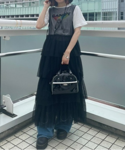 Candy Stripper（キャンディストリッパー）の「TULLE TIERED ワンピース（ワンピース・レディース・ピンク/ホワイト/ライトブルー/ブラック・2）」の2枚目の写真