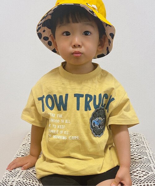 BREEZE（ブリーズ）の「働く車ワッペンTシャツ（Tシャツ/カットソー・キッズ・グレー/オフホワイト/カーキ/ネイビー/イエロー・100/110/120/130/140/80/90）」の5枚目の写真
