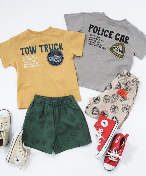 BREEZE（ブリーズ）の「働く車ワッペンTシャツ（Tシャツ/カットソー・キッズ・グレー/オフホワイト/カーキ/ネイビー/イエロー・100/110/120/130/140/80/90）」の9枚目の写真