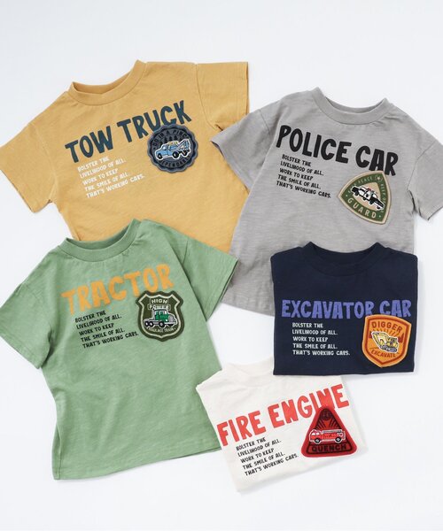 BREEZE（ブリーズ）の「働く車ワッペンTシャツ（Tシャツ/カットソー・キッズ・グレー/オフホワイト/カーキ/ネイビー/イエロー・100/110/120/130/140/80/90）」の10枚目の写真