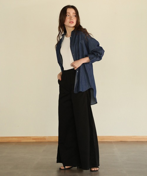 aity(アイティ)の「ウエストゴムツイルバギーパンツ(デニムパンツ・レディース・ブラック/カーキ/ベージュ・M)」の5枚目の写真