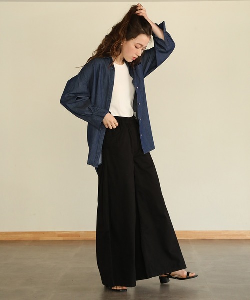 aity(アイティ)の「ウエストゴムツイルバギーパンツ(デニムパンツ・レディース・ブラック/カーキ/ベージュ・M)」の6枚目の写真