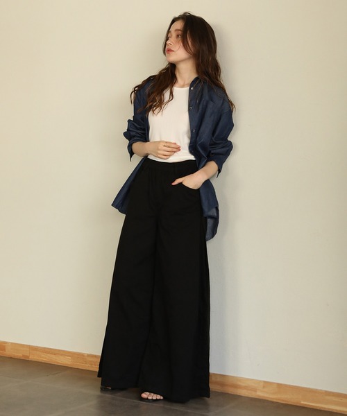 aity(アイティ)の「ウエストゴムツイルバギーパンツ(デニムパンツ・レディース・ブラック/カーキ/ベージュ・M)」の9枚目の写真