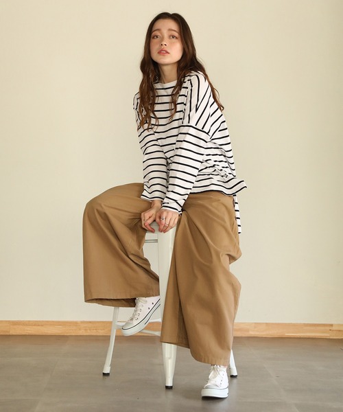 aity(アイティ)の「ウエストゴムツイルバギーパンツ(デニムパンツ・レディース・ブラック/カーキ/ベージュ・M)」の14枚目の写真