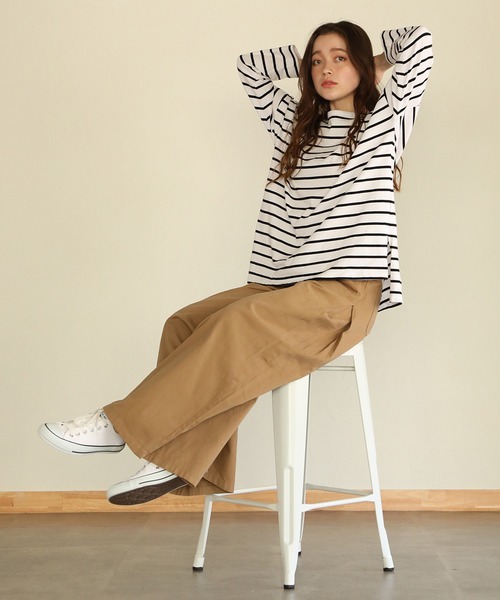 aity(アイティ)の「ウエストゴムツイルバギーパンツ(デニムパンツ・レディース・ブラック/カーキ/ベージュ・M)」の18枚目の写真