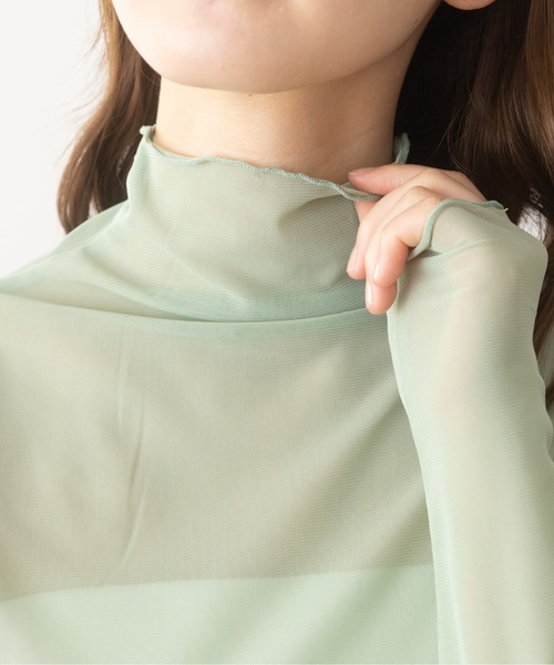 COCOMOMO（ココモモ）の「秋も活躍♪大人フェミニン シアーハイネック トップス（Tシャツ/カットソー・レディース・ピンク/イエロー/ベージュ/ブラウン/グリーン/ブラック/ホワイト/ライトブルー/チャコール/ダークグリーン/ブルー系その他/イエロー系その他/オレンジ系その他/ホワイト系その他/ブラック系その他/グレー系その他・FREE）」の20枚目の写真