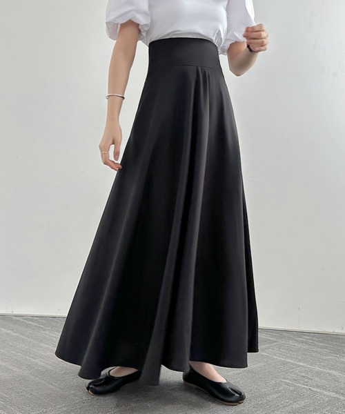 ECLIN(エクラン)の「ハイウエストマキシ丈フレアロングスカート(スカート・レディース・ブラック/ベージュ/グリーン・S/M/L)」の12枚目の写真