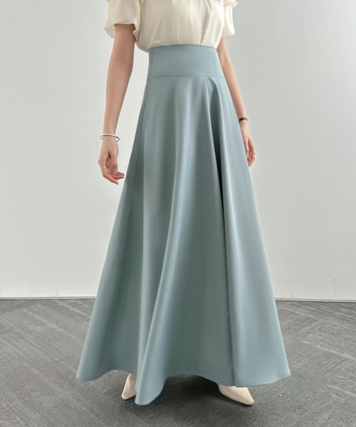 ECLIN(エクラン)の「ハイウエストマキシ丈フレアロングスカート(スカート・レディース・ブラック/ベージュ/グリーン・S/M/L)」の15枚目の写真