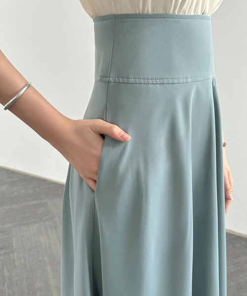 ECLIN(エクラン)の「ハイウエストマキシ丈フレアロングスカート(スカート・レディース・ブラック/ベージュ/グリーン・S/M/L)」の19枚目の写真