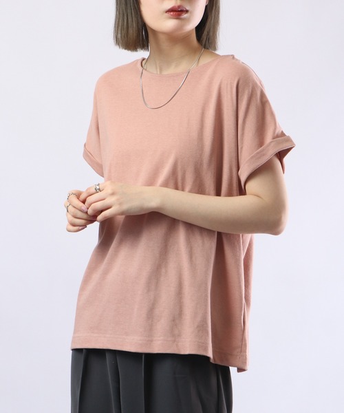 FUNALIVE(ファンアライブ)の「PAGE ONE TC天竺接触冷感 袖なしプルオーバー(Tシャツ/カットソー・レディース・ベージュ/イエロー/ピンク/オフホワイト/ブラック・M-L)」の5枚目の写真