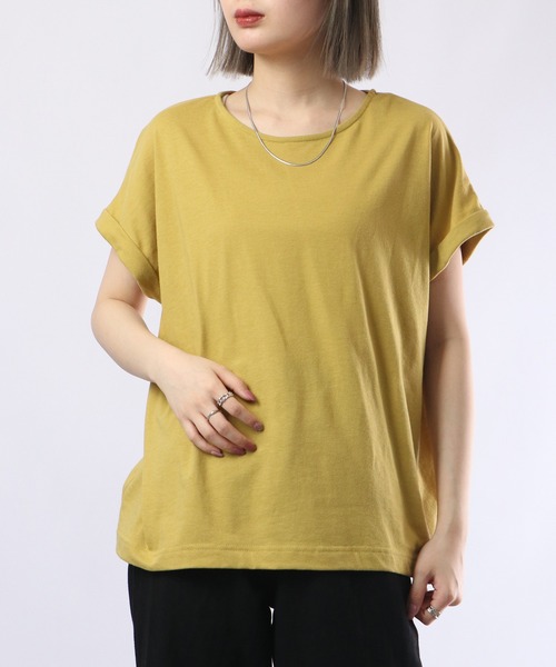 FUNALIVE(ファンアライブ)の「PAGE ONE TC天竺接触冷感 袖なしプルオーバー(Tシャツ/カットソー・レディース・ベージュ/イエロー/ピンク/オフホワイト/ブラック・M-L)」の4枚目の写真