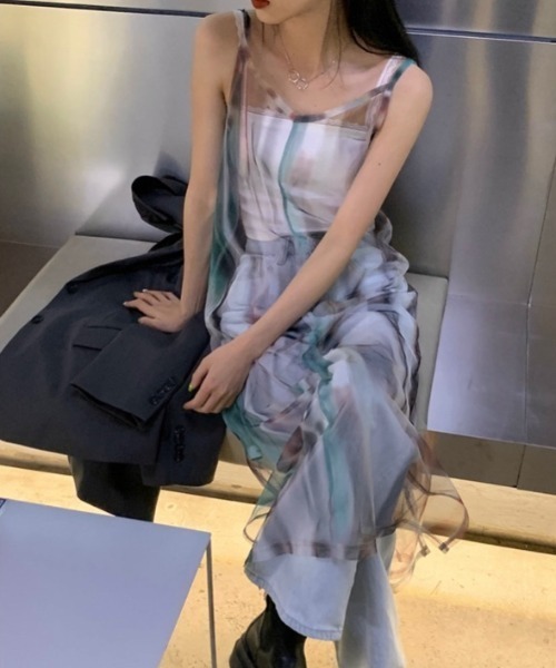 LADY LIKE（レディライク）の「タイダイ柄シアーキャミワンピース（ワンピース・レディース・グリーン・M）」の15枚目の写真