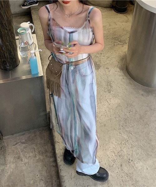 LADY LIKE（レディライク）の「タイダイ柄シアーキャミワンピース（ワンピース・レディース・グリーン・M）」の5枚目の写真