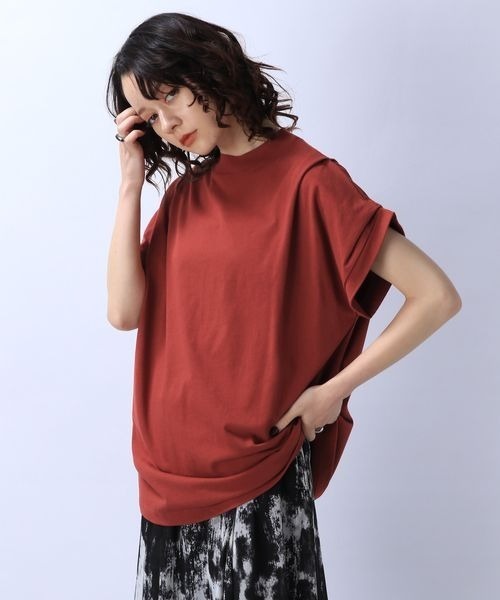 JEANASIS(ジーナシス)の「シャロークルーネックタックスリーブTEE/961739(Tシャツ/カットソー・レディース・ホワイト/ボルドー/スミクロ・FREE)」の3枚目の写真