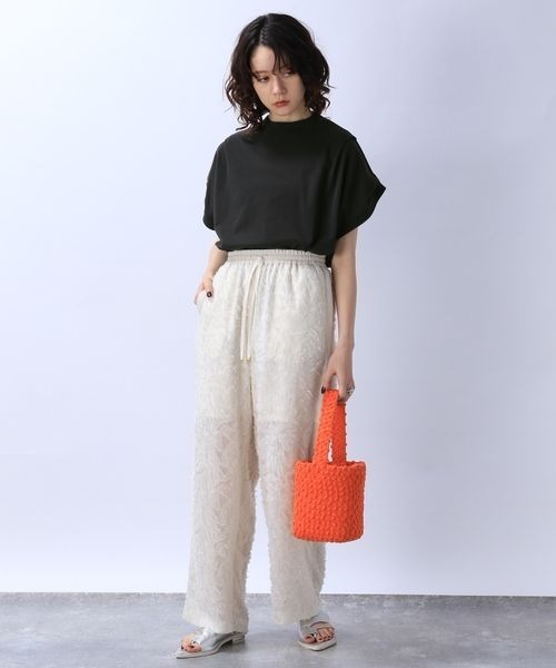 JEANASIS(ジーナシス)の「シャロークルーネックタックスリーブTEE/961739(Tシャツ/カットソー・レディース・ホワイト/ボルドー/スミクロ・FREE)」の8枚目の写真