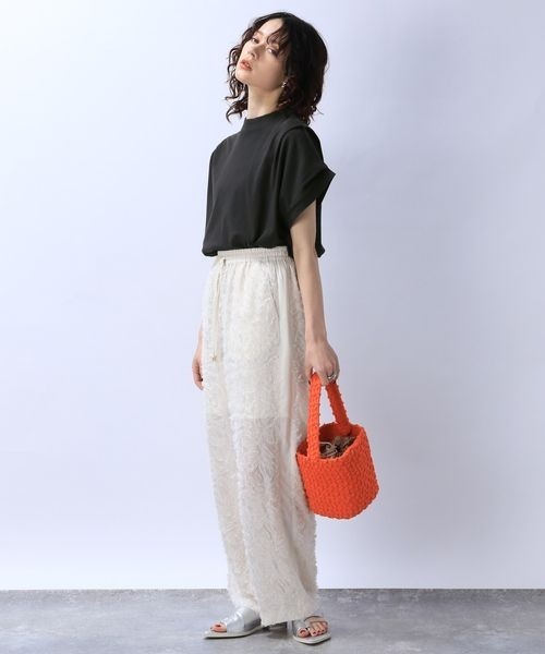 JEANASIS(ジーナシス)の「シャロークルーネックタックスリーブTEE/961739(Tシャツ/カットソー・レディース・ホワイト/ボルドー/スミクロ・FREE)」の9枚目の写真