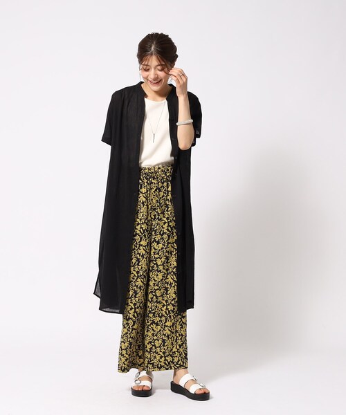 SHOO・LA・RUE(シューラルー)の「◆ふわり軽い コットンシフォン ロングシャツ(シャツ/ブラウス・レディース・ブラック/ライトベージュ/ダークオレンジ/ライトグリーン・04/03/02)」の6枚目の写真