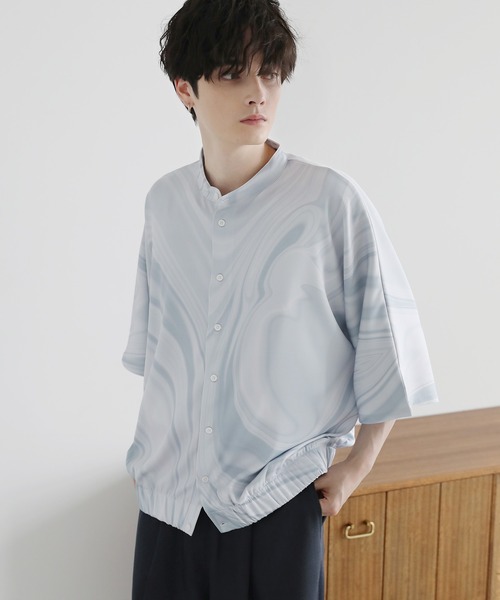 セール】5分袖バンドカラードルマンリブシャツ（シャツ/ブラウス