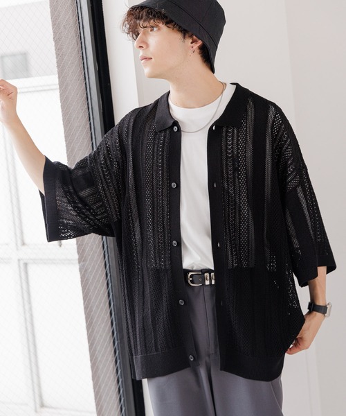 たかみページ RAGEBLUE（レイジブルー）の「12G/透かし編みニットシャツ