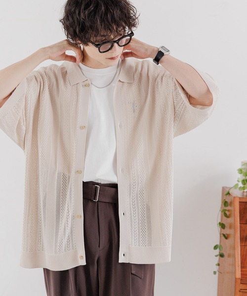 J&Y SYSTEM様 RAGEBLUE（レイジブルー）の「12G/透かし編みニットシャツカーディガン