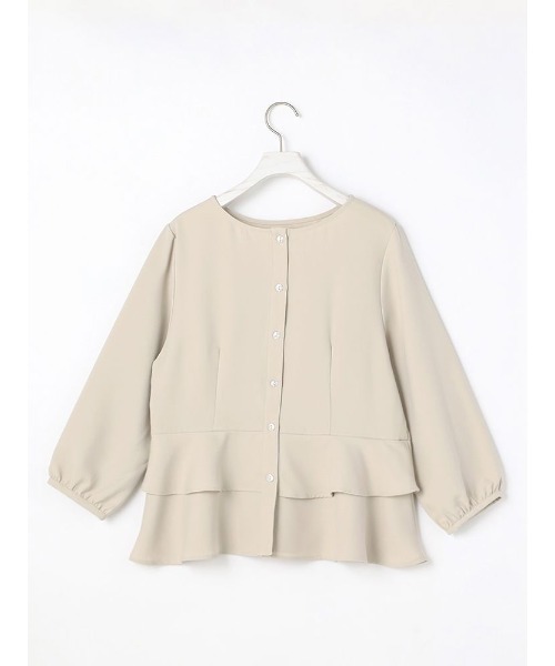 Perfect Suit FActory（パーフェクトスーツファクトリー）の「【セットアップ可能】2WAYペプラム　ブラウス　ブルー/ベージュ（シャツ/ブラウス・レディース・ブルー/ベージュ・S/M/L）」の4枚目の写真