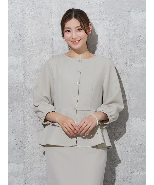 Perfect Suit FActory（パーフェクトスーツファクトリー）の「【セットアップ可能】2WAYペプラム　ブラウス　ブルー/ベージュ（シャツ/ブラウス・レディース・ブルー/ベージュ・S/M/L）」の16枚目の写真