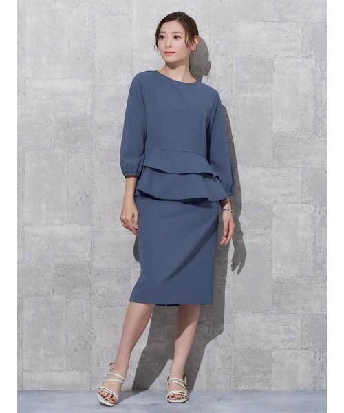 Perfect Suit FActory（パーフェクトスーツファクトリー）の「【セットアップ可能】2WAYペプラム　ブラウス　ブルー/ベージュ（シャツ/ブラウス・レディース・ブルー/ベージュ・S/M/L）」の19枚目の写真