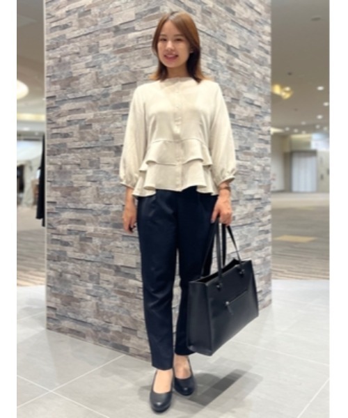 Perfect Suit FActory（パーフェクトスーツファクトリー）の「【セットアップ可能】2WAYペプラム　ブラウス　ブルー/ベージュ（シャツ/ブラウス・レディース・ブルー/ベージュ・S/M/L）」の22枚目の写真